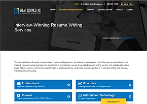 GreatResumesFast.com Review | Services Page of Great Resumes Fast